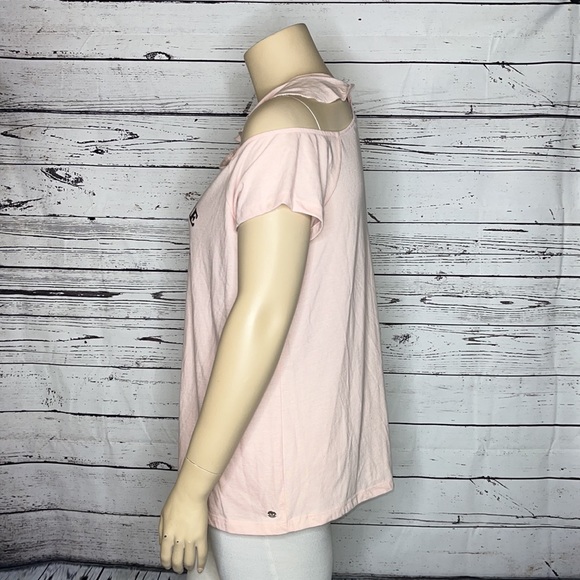 LIVI Active NWT Size 18/20 Future is Female Cold Shoulder Knit Top Tee Shirt - Picture 3 of 6